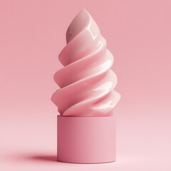 Poster - Soft serve ice cream in pink swirl with simple base displayed against matching pink background