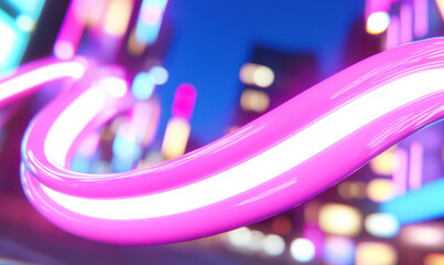 Poster - Explore the Vibrant Neon Glow of Modern Urban Design: A Captivating Abstract Representation of Motion and Color in the Heart of the City