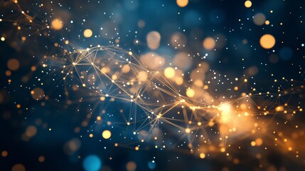 Aufkleber - Abstract network, glowing particles, dark background, possible use for technology presentation