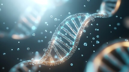 Poster - Ultra-detailed 3D rendering of human DNA molecules, showcasing intricate structures and design for scientific and educational use.