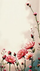 Poster - A flowery border is drawn around a pink flower. The flowers are pink and white