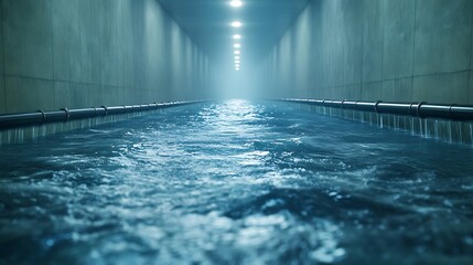 Aufkleber - Photo of an industrial drainage system captured at a wastewater facility, showcasing infrastructure and environmental management.