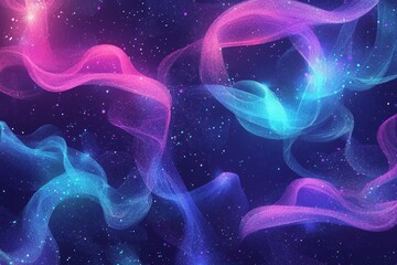 Poster - Colorful Abstract Background with Flowing Waves and Stars