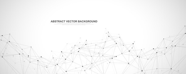 Wall Mural - Global network connection concept. Big data visualization. Social network communication in the global computer networks. Internet technology. Business. Science. Vector illustration