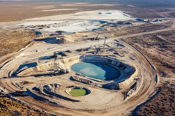 Leinwandbilder - aerial view of lithium mining ponds. lithium mining