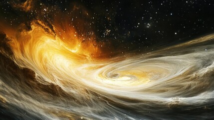 Wall Mural - majestic deep space nebula with swirling cosmic clouds and distant planets in mysterious galaxy form
