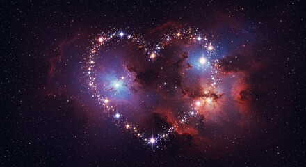 Wall Mural - cosmic heart nebula - a stunning of a nebula in the shape of a heart, with bright stars and vibrant 