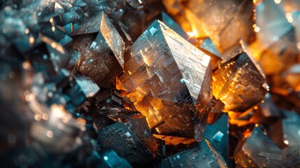 Fototapete - Intricate crystal formations with sharp edges and vibrant colors showcase their unique textures in a natural light setting, highlighting the beauty of mineral structures and patterns.