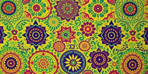 Traditional batik pattern on fabric with intricate designs and vibrant colors, batik, Southeast Asia