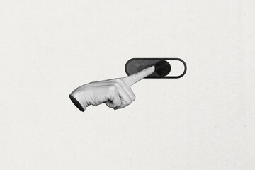 creative photo collage trend artwork template of gesture finger symbol body language hand sign switc
