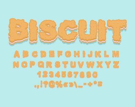 Biscuit Font. Letters from cookies