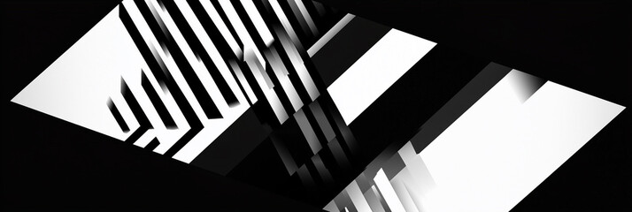 Poster - black and white image of a building with a white stripe. The image is abstract and has a modern feel to it