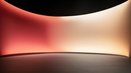 Poster - Black Studio Background Illuminated Concept, Curved Studio Wall with Soft Illumination in Black and White Lighting for Artistic Backgrounds