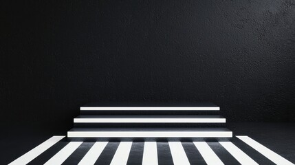 Poster - Black Studio Background Illuminated Concept, Illuminated Stage in Black Studio with Gradient Design and Minimalist Aesthetic for Creative Projects