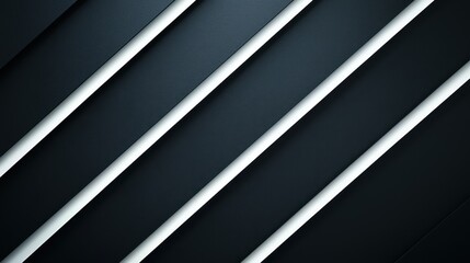Poster - Black Studio Background Illuminated Concept, Modern Black Studio Background with Diagonal White Light Beams for Contemporary Photography and Design Projects