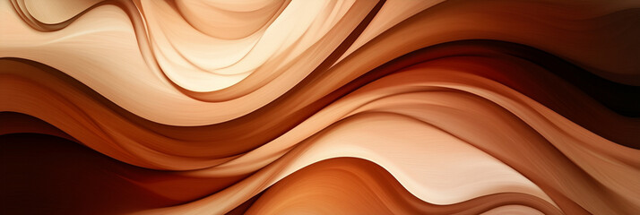 Poster - wave with a wood grain texture. The wave is brown and tan in color, and it has a very smooth and flowing appearance. The wood grain texture adds a sense of depth and dimension to the painting