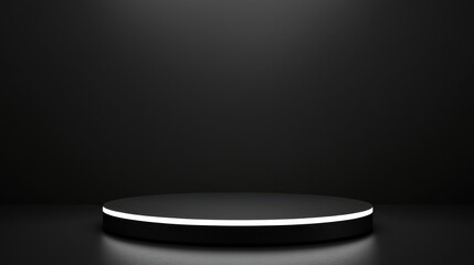Poster - Black Studio Background Illuminated Concept, Minimalist Black Studio Setup with Subtle Gradient and Soft White Light Ideal for Product Photography