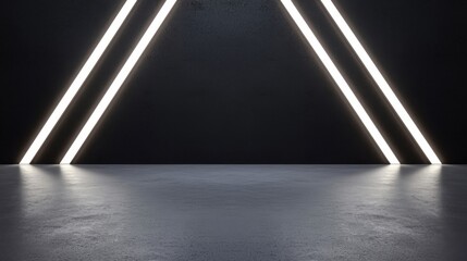Poster - Black Studio Background Illuminated Concept, Sleek Black Studio Background with Alternating White Vertical Light Beams for Creative Design and Photography