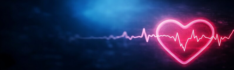 Aufkleber - A vibrant image of a glowing neon heart entwined with a heartbeat line, perfect for conveying love, emotion, and modern aesthetics.