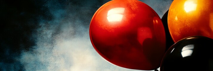 Wall Mural - a red balloon and a black balloon are in the air together