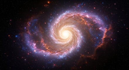Wall Mural - spiral galaxy nebula: cosmic dance of light and color - a vibrant spiral galaxy swirls in a cosmic b