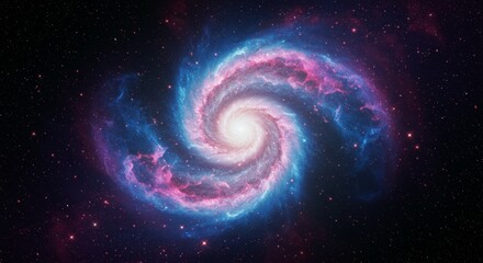 Wall Mural - spiral galaxy nebula art print: cosmic swirl - a mesmerizing spiral galaxy, swirling colors of pink 