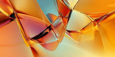 Leinwandbilder - Trendy Abstract Wallpaper, with Slick Glass Pieces. Colorful, Yellow and Orange, ,Modern Product Stage with Red and Orange 3D Wall. Premium Interior Design Wallpaper.