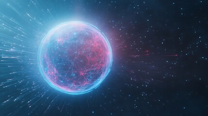 Leinwandbilder - Futuristic glowing globe with neon blue accents, ideal for technology or sci-fi themed projects and designs.