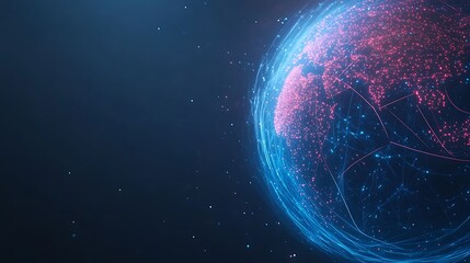 Poster - A stunning image of a futuristic glowing globe illuminated in neon blue, perfect for technology and innovation themes.