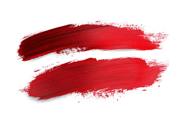 Poster - Red paint forming two dynamic stripes on a clean white background, perfect for adding a touch of color to any project