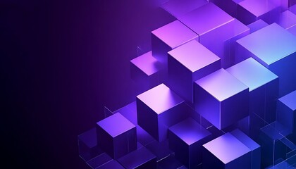 Poster - Precisely Aligned Glossy Blocks. Purple and Blue, Modern Tech Background. 3D Render.