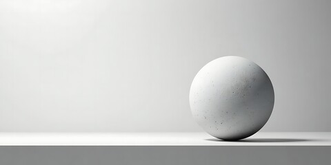 Aufkleber - Pure minimalistic design featuring a singular grey textured sphere on a clean white background. Abstract background

