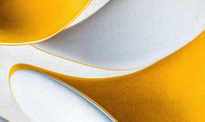 Poster - Explore the Elegance of Modern Graphic Design: A Stylish Abstract Composition of Curved Yellow and White Textures for Contemporary Aesthetics