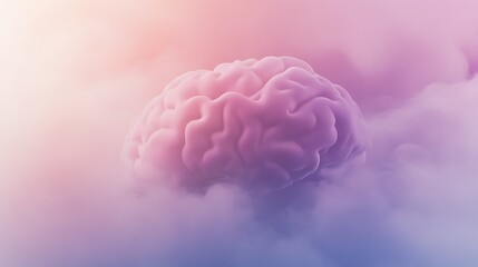 Aufkleber - A captivating image of a brain enveloped in swirling fog and neurons, showcasing the beauty of neural connections and cognitive processes.