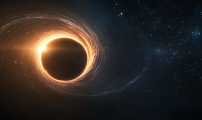 Poster - A stunning image depicting a black hole consuming a nearby star, showcasing the mesmerizing forces of gravity in space.