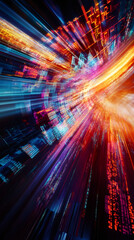 Aufkleber - Glowing digital lines swirling dynamically, representing rapid network information flow