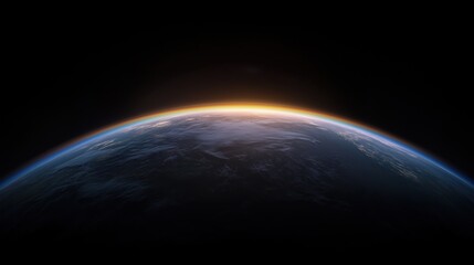 Wall Mural - a stunning view of the earth’s horizon illuminated by the rising sun against a black background.
