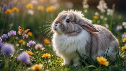 Wall Mural - rabbit in the grass