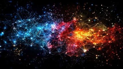 Poster - Global social network visualization dynamic data map digital realm abstract design modern perspective