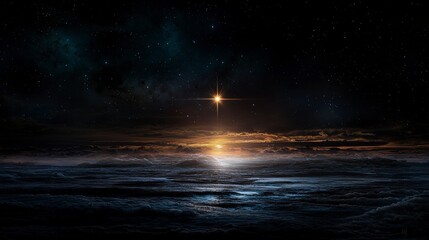 Poster - Endless darkness in a minimalist celestial landscape an ethereal digital art experience