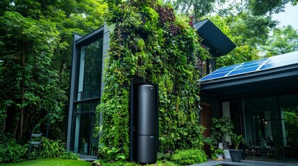 Aufkleber - Sleek modern home with vertical garden wall eco-friendly urban architecture & nature integration