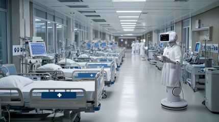 Poster - Robots and ai revolutionizing healthcare smart hospital technology environment futuristic viewpoint