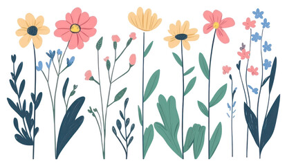 Sticker - PNG Wildflower down border flowers art illustration.