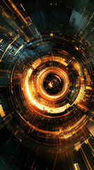 Aufkleber - Digital concentric circles creating a glowing portal effect with a technological and futuristic feel