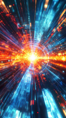 Aufkleber - Bright light streaks creating an abstract hyperspace jump, showcasing vibrant red and blue colors that evoke speed and energy