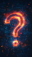 Leinwandbilder - Orange question mark emerging from a computer circuit, symbolizing technological questions and challenges
