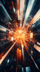 Aufkleber - Futuristic cyberspace tunnel exploding with energy and data, perfect for technology and innovation concepts