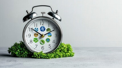 Poster - Time's transition a clock symbolizing change from fossil fuels nature-inspired conceptual art