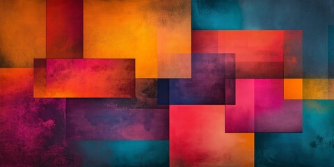 Wall Mural - Vibrant abstract background featuring geometric shapes and layered rectangles in bright gradients showcasing high detail and dynamic colors