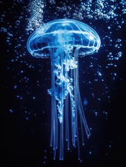 Poster - Jellyfish in Water with Bubbles